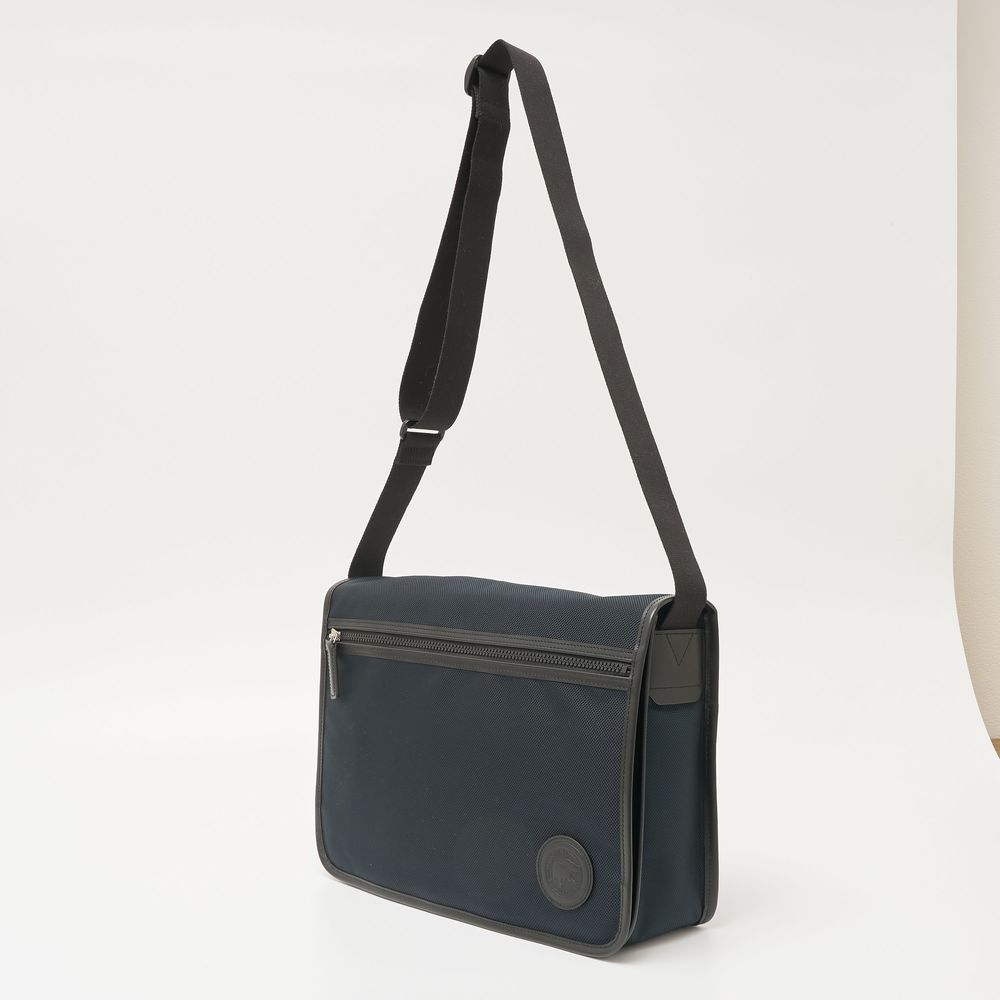 Hunting World Canvas Shoulder Bag Nylon Leather Blue Black